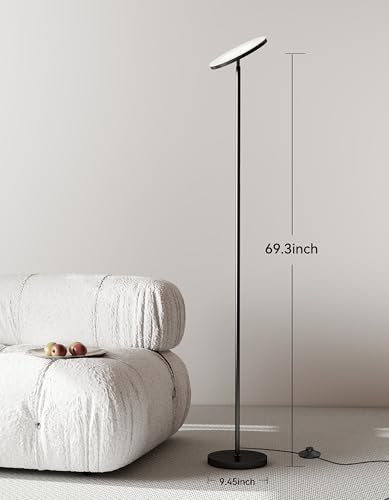 JOOFO LED Floor Lamp – Super Bright Torchiere with Remote & Foot Switch, Stepless Dimmable Tall Standing Lamp, 69" Modern ...