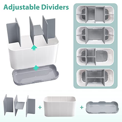 Boperzi Toothbrush and Toothpaste Holder Drainage for Bathroom Countertop with Adjustable Dividers, Large Toothpaste Caddy...