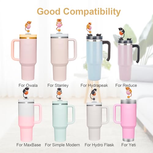 2 PC Cute Cat Straw Toppers, Straw Covers Cap For Stanley Cup 30 40 Oz, Funny Tumbler Stanley Cup Accessories Set