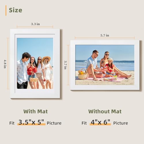 HappyHapi 4x6 Picture Frames Set of 10, Tabletop or Wall Display Pictures 3.5x5 with Mat or 4x6 Without, Multi Photo Frame...