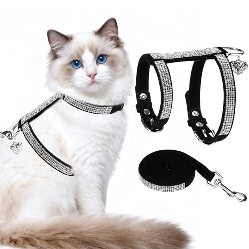 EXPAWLORER Cat Harness and Leash Set - Escape Proof Adjustable Cat Harness, H-shped Comfortable Soft Lightweight Kitten Ha...