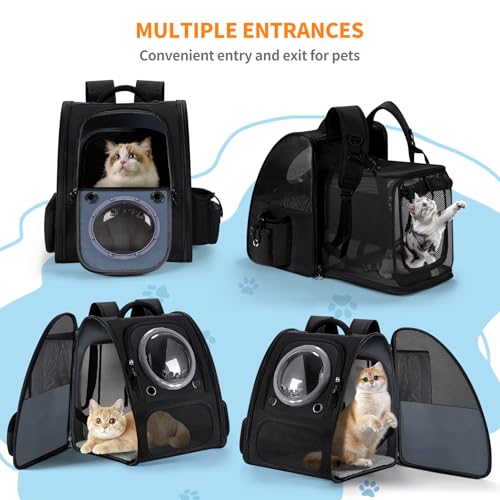 Dogs Backpack Carrier, Expandable Cat Carrier Backpack,Breathable Bubble Pet Backpack for Cat,Kitten and Small Puppy, Larg...