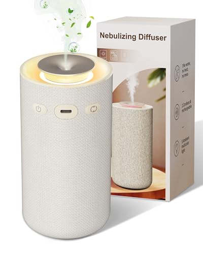 Waterless Essential Oil Diffuser,Portable Car Aromatherapy Diffuser,Rechargeable Cordless Scent Device with Fabric Design,...