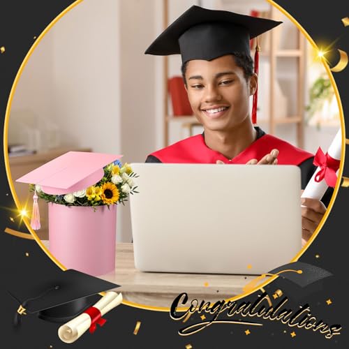 Weekgrat 2 Pack 2026 Graduation Cap Flower Gift Boxes Class of 2026 Cap Candy Box Empty Container with Tassel for Graduati...