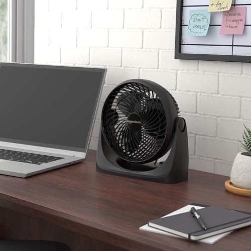 Amazon Basics Air Circulator Desk Fan for Bedroom, Home and Office, 90-Degree Tilt Head, 3 Speed Settings, Cooling, 35 Wat...
