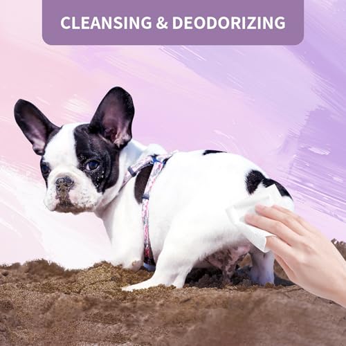 IMMHABI 400 PCS Pet Wipes for Paws and Butt Hypoallergenic Pets Cleansing & Deodorizing Anal Gland Hygienic Puppy Wipes fo...