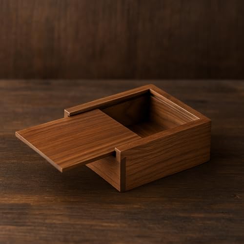 LONMAIX 3.7" x 3.7" x 1.6" Inch Walnut Jewelry Box for Rings, Earrings, Keepsakes | Wedding Gift, Elegant Present | Handcr...