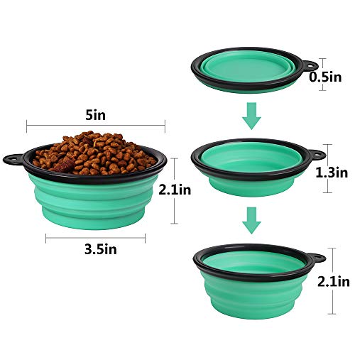SLSON Collapsible Pet Bowl Dog Bowls 2 Pack, Portable Silicone Pet Feeder, Foldable Expandable for Dog/Cat Food Water Feed...