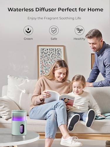 Pmsusoow Waterless Essential Oil Diffuser: 9 Colors LED Scent Diffuser for Home&Car&Office - Portable Diffuser with 48H Ba...