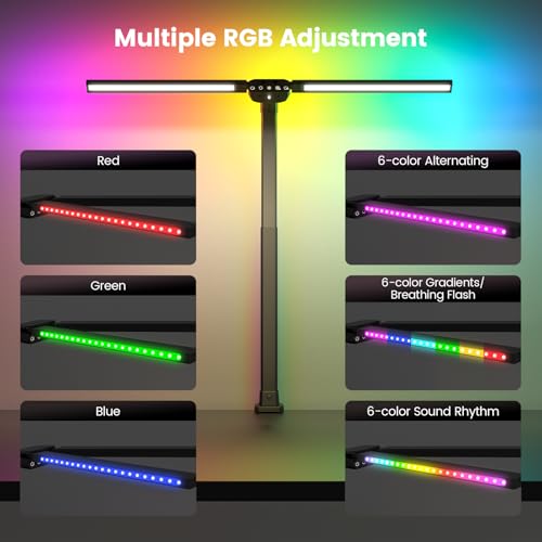 SIBRILLE Upgraded LED Desk Lamp for Home Office with RGB, Rotatable Computer Desk Light with Remote, Tall Table Lamp with ...