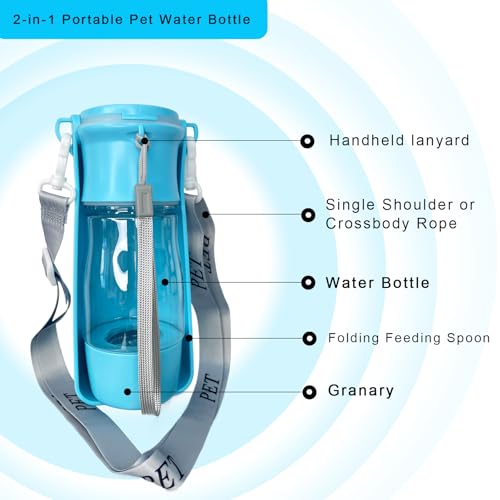 CORIMEI Portable Dog Water Bottle - 2-in-1 Dog Travel Water Bottle with Food Container & Bowl Dispenser, Leak-Proof, Light...