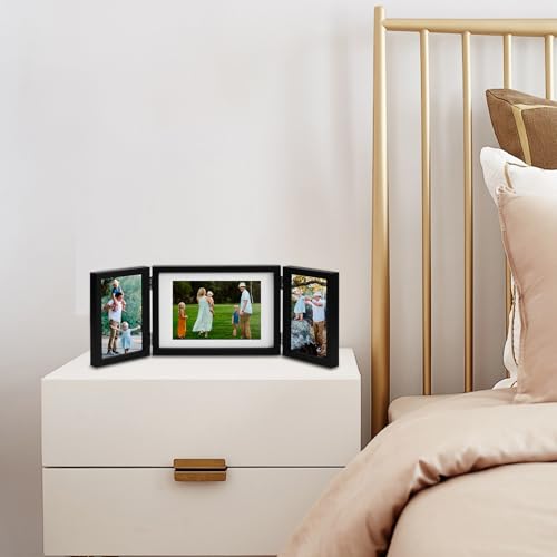 RIVERVALLA Black Picture Frame 4x6 3 Photo Frames Multiple Pictures Collage for 4x6 5x7 Picture Photo Display Desktop Deco...