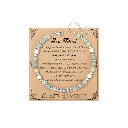 JoycuFF 𝗚𝗶𝗳𝘁𝘀 𝗳𝗼𝗿 𝗪𝗼𝗺𝗲𝗻 𝗠𝗼𝗼𝗻𝘀𝘁𝗼𝗻𝗲 𝗕𝗿𝗮𝗰𝗲𝗹𝗲𝘁 Amazonite Colorful Imperial Jasper Stainless Stee...