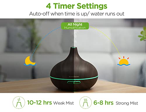 InnoGear Aromatherapy Diffuser & 10 Essential Oils Set, 400ml Diffuser Ultrasonic Diffuser Cool Mist Humidifier with 4 Tim...