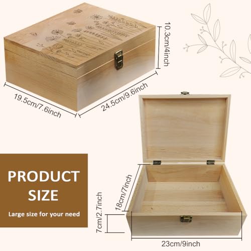 arricraft 1 Pc Wood Memory Keepsake Box, Wildflower Butterfly Bee Memory Box with Hinged Lids Floral Keepsake Chest for An...