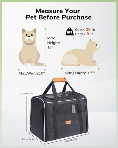 Morpilot Cat Carrier - Cat Carrier Soft for Medium or Large Cats up to 20lbs, with Dual-Sided Cushion, Secure Buckle and F...