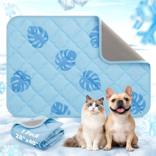 LOOBANI Dog Cooling Mat for Small Dogs Cats - 40"x28" Pet Cooling Mat with Anti-Slip Bottom, Waterproof Self-Cooling Dog P...