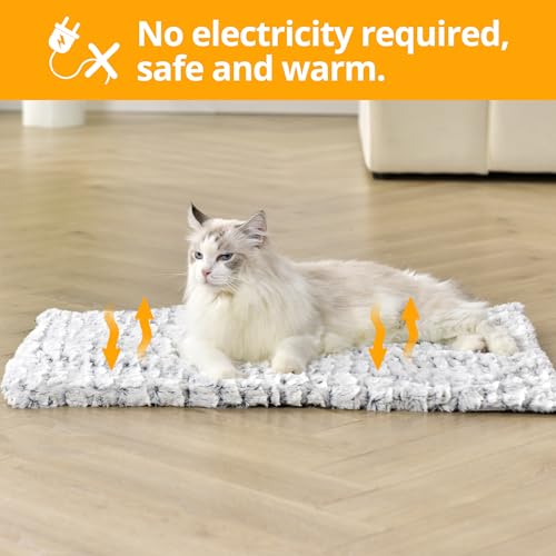 Petace Self Warming Cat Bed, 24" x 18" Ultra Soft Cat Dog Pet Heating Pad for Indoor Outdoor, Non-Slip Heated Cat Mat Ther...