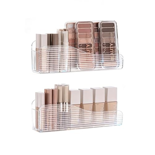 MORNITE Bathroom Medicine Cabinet Organizer Set, Narrow Compact Makeup Shelves Holder for Lipstick, Cosmetic, 2 Pcs Trays ...