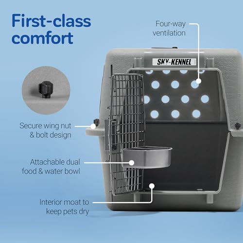Petmate Sky Kennel For Air and Travel Airline Compliant Dog Crate for Smaller Dog Breeds or Pets up to 15 lbs, Heavy Duty ...