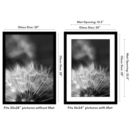 Americanflat 20x28 Picture Frame with Polished Plexiglass - Use as 16x24 Frame with Mat or Display 20x28 Photo Without Mat...