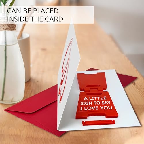 Mini Sign Valentine's Decoration Anniversary Present - Premium Plastic Desk Sign, Solid Freestanding I Love You Block, Rom...