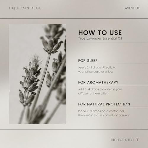 HIQILI Lavender Essential Oil for Diffuser, Aromatherapy & Air Freshening, Ideal for Relaxing Tense Mood, Eliminating Odo...