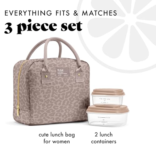 Fit & Fresh Bloomington Lunch Bag for Women - Insulated Large Lunch Box for Work with Containers, Leak-Resistant, Stain-Re...