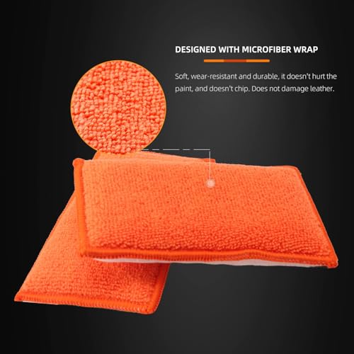 SPTA Car Interior Scrubbing Sponge, 8Pcs Scrub Ninja, Microfiber Car Wax Applicator, Car Wash Sponges for Car, Boat, Wood,...