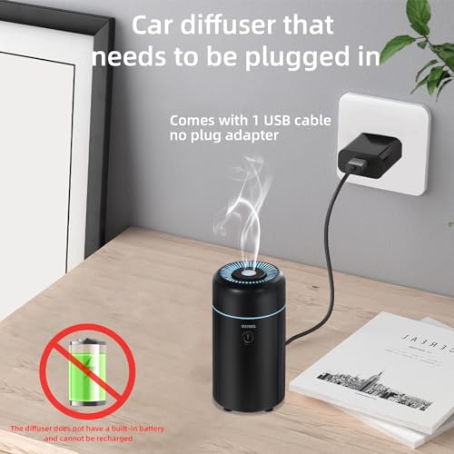 SEEDSEEL Car Aromatherapy Diffusers for Essential Oils，Mini USB Air Scent Small Humidifier with 7-LED Color Changing for C...