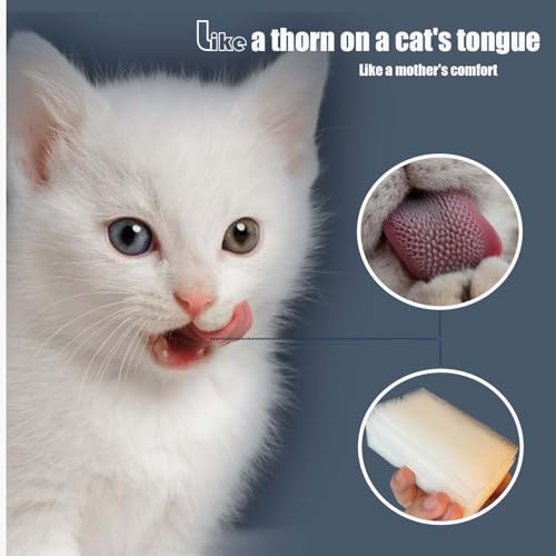 SoarExcelyy 2PC Soft Cat Brush for Grooming - Gentle Cat Tongue Brush with 1300+ Barbed Serrations, Brushes for Sensitive ...