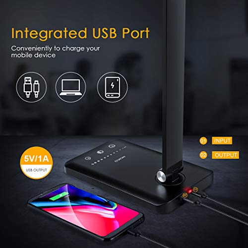 LED Desk Lamp for Office Home, Stepless Dimming Architect Desk Light with DC Adapter, Eye-Caring Desk Lamp with Clamp, 25 ...