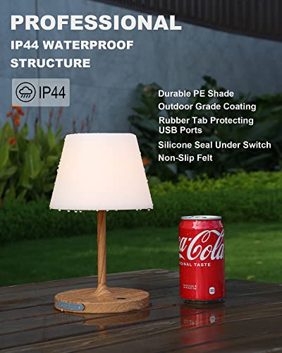 WEILAILUX Outdoor Battery Operated Table Lamp Waterproof, 4000mAh Cordless Table Lamp Rechargeable, Touch Dimmable Desk La...