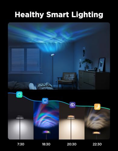 Govee Uplighter Floor Lamp for Living Room, RGBIC Ripple Projector, Floor Lamp for Bedroom, Compatible with SmartThings, A...