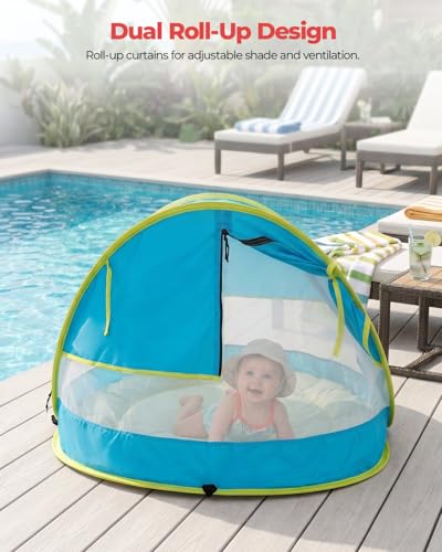 Poray Portable Baby Beach Tent with UPF 50+ Sun Shelter,Mosquito Net and Sunshade, Ideal Pop Up Kids Travel Tent with Carr...
