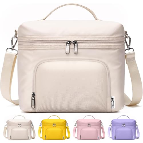 HOTOR Lunch Box for Women - Insulated Lunch Bag with Spacious 8L Capacity, PU Leather Cooler Bag, Water-Resistant & Easy t...