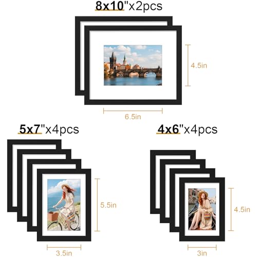 decorUhome Picture Frames Collage Wall Decor for Photo Gallery Display, Assorted Picture Frames set of 10 Including Two 8x...