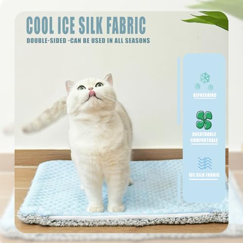 WKWLK Two Uses'Cat Mat,Self Warming&Cooling Cat Mat.18 * 24in-Cooling Cat Pad.Hot/Cold Mat for Pets.Cats self Heating pad....