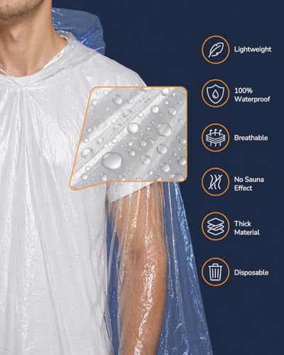 Hagon PRO Disposable Rain Ponchos for Adults (5 Pack)