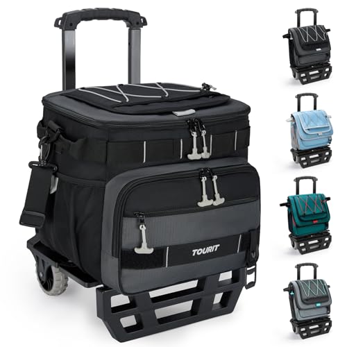 TOURIT Collapsible Cooler with Wheels, Insulated Rolling Cooler with All-Terrain Cart, Waterproof Soft Sided Cooler Bag fo...