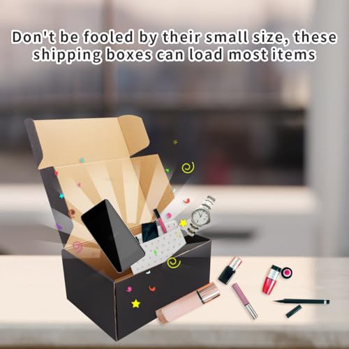 JIUZHOUXIN Shipping Boxes,9"x6"x4" Black Corrugated Cardboard Boxes, Which is Anti-Impact Come with Exquisite Sealing Labe...