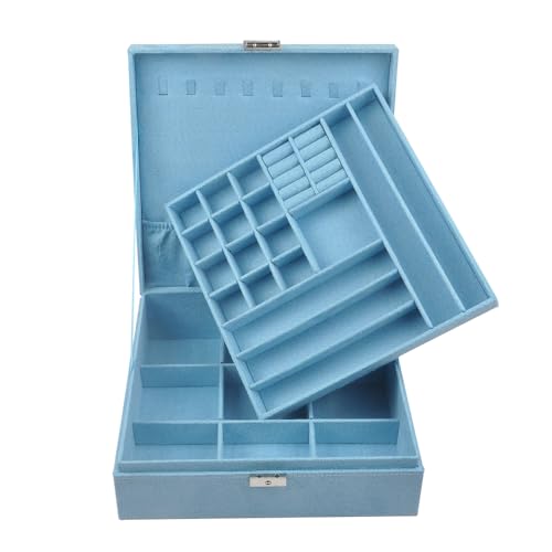 GYJOYERO Jewelry Boxes 10 x 10 Inches 2-layer Handle Necklace Holder Organizer Jewellery Women Rings Storage Display Girls...