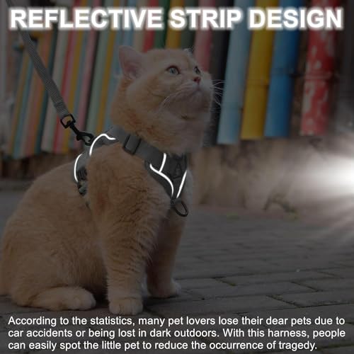 Cat Harness and Leash Set, Upgraded Escape Proof Adjustable Vest with Lead for Large Cat Small Dog Puppy Outdoor Walking, ...