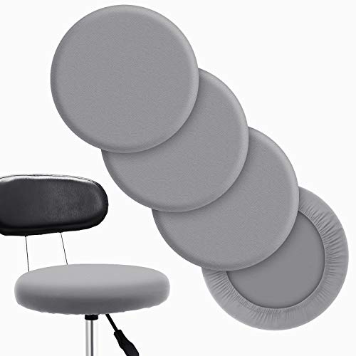 Tatuo Round Bar Stool Seat Covers Washable Stool Cushion Slipcover Elastic Bar Chair Covers for 14-17 Inch Chair (Gray, 4 ...