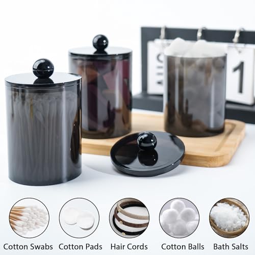 XIPENGKEJI 2 Pack Qtip Holder,Canister Apothecary Jar Set, Bathroom Jars with Lids Set for Cotton Swabs, Balls, Pads, Flos...