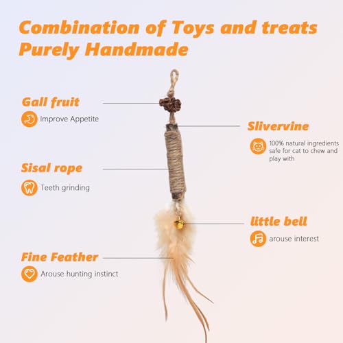 WOWF Cat Toys 24 PCS, Interactive Cats Toys for Indoor Cat, Speedy Tail 2.0 Cat Toy, Silvervine Sticks Feather Mouse Toy f...