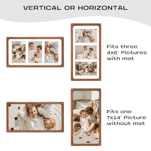 Golden State Art, 4x6 Collage Picture Frame - Solid Wood with Real Glass - Multi Picture Frame for (3) 4x6 Photos or One 7...