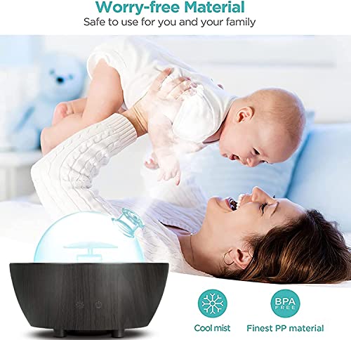 280ml Glass Essential Oil Diffuser Aromatherapy Diffusers Ultrasonic Cool Mist Humidifier with 2 Mist Modes & 7 Color LED ...