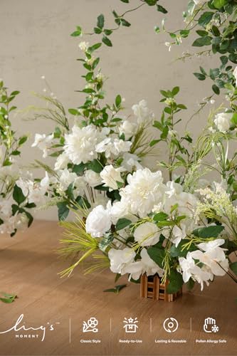 Ling's moment 17.5" Tall Free Standing Artificial Flowers Arrangements 4 pcs Fall Wedding Aisle Runner Chair Decorations L...