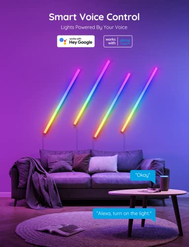 Govee Glide Wall Lights, RGBIC LED Light, Smart Gaming Light Compatible with SmartThings, RGB Lights Bar, LED Wall Lights ...